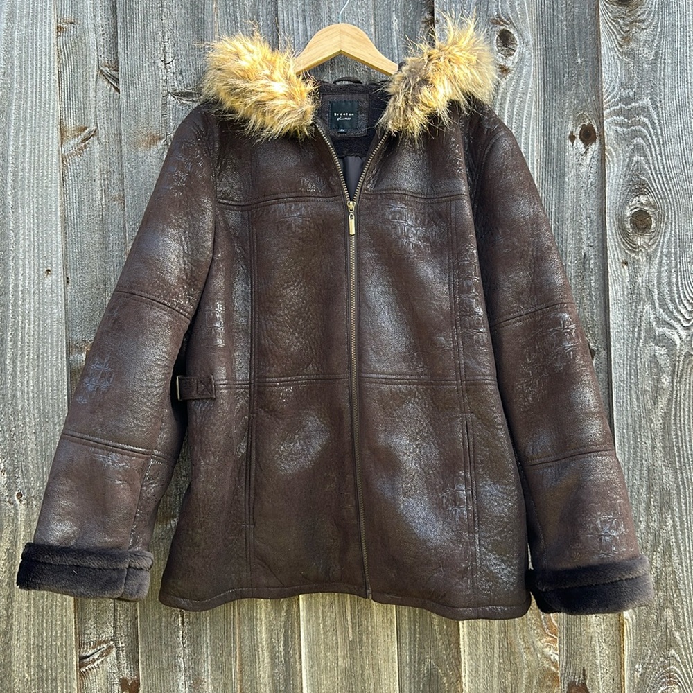 Braetan Rich Brown Faux Fur Faux Suede Jacket EUC